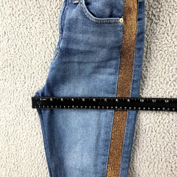 7FAM Womens Size 26 Luxe Vintage‎ High Waist Copper Stripe Skinny Ankle Jeans - Picture 14 of 16